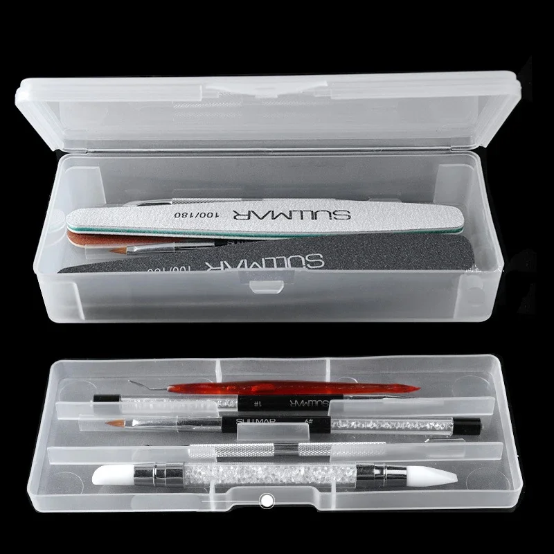 Workshop Tools Cabinet - 1 PC สี่เหลี่ยมผืนผ้า Double-Layer เล็บเครื่องมือที่ว่างเปล่ากล่องเก็บแหนบ Clippers