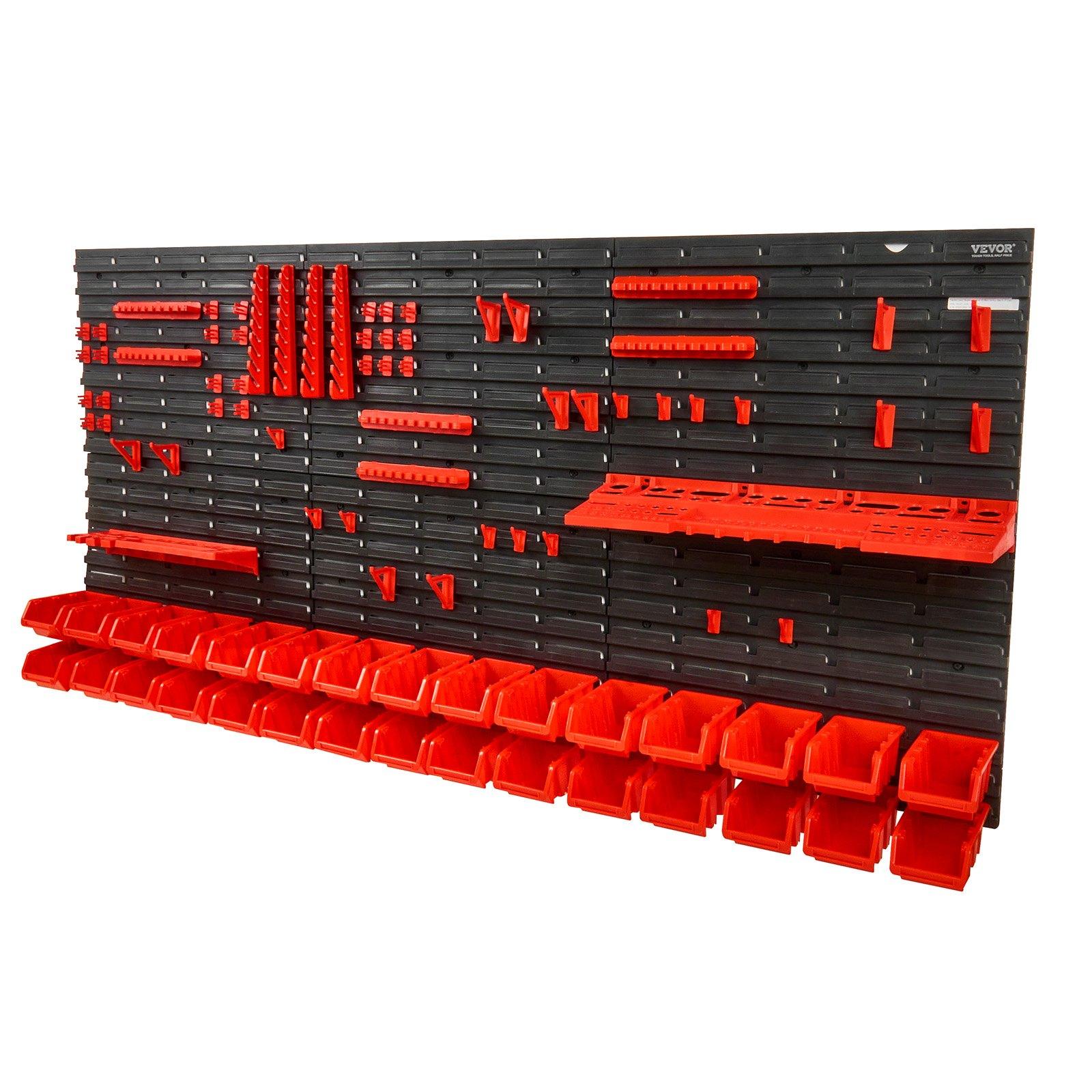 Workshop Tools Shelf - ชั้นวางของติดผนังแบบ 30 ช่องสำหรับจัดเก็บชิ้นส่วนพลาสติก พร้อมแผงเก็บของ ที่แขวนเครื่องมือ ตะขอ