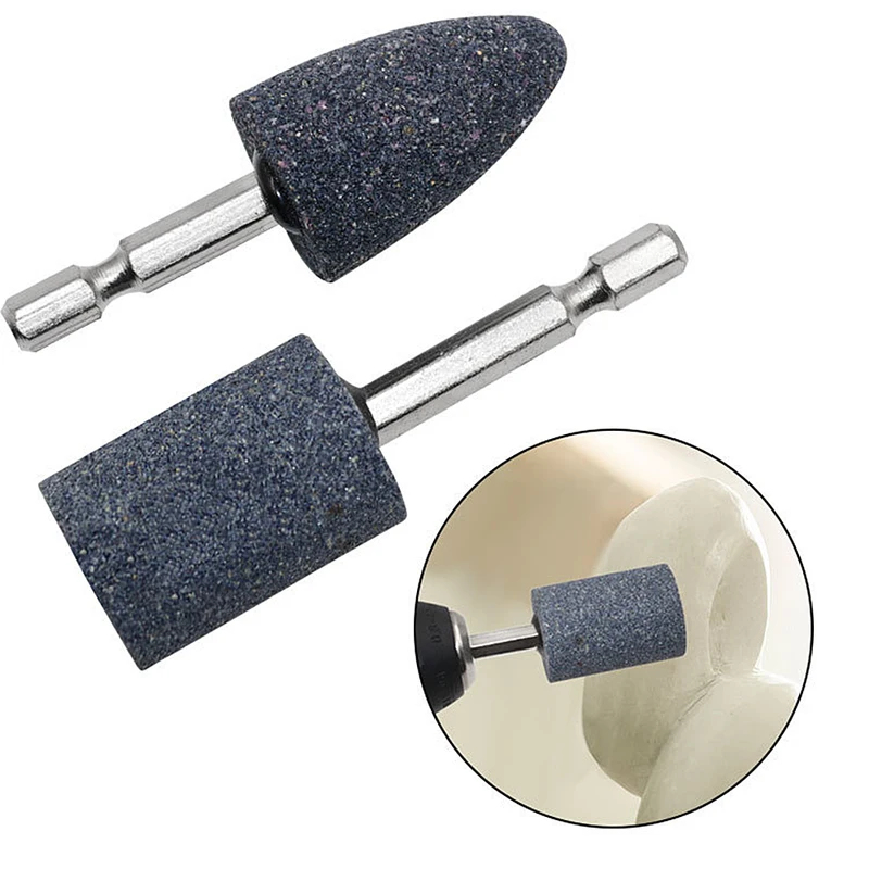 Sharpening Stone Whetstone - ชุดหัวล้อเจียรแบบก้านหกเหลี่ยม 2 ชิ้น, หินเจียรขัดโลหะสำหรับงานซ่อมเครื่องมือโรตารี่
