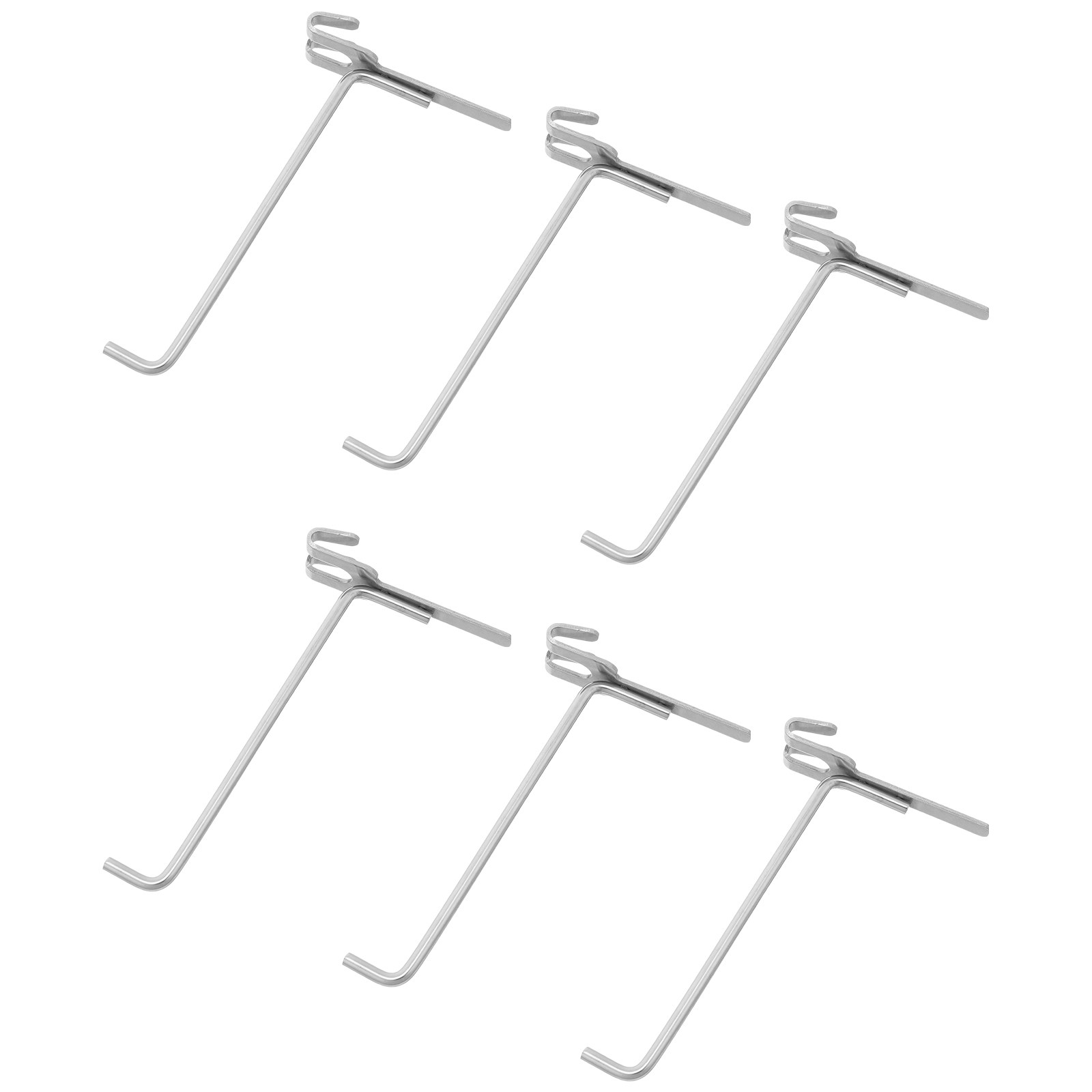 Workshop Tools Shelf - ตะขอแขวนแผ่นเหล็กสแตนเลส 6 ชิ้น อุปกรณ์เสริมชั้นวางลวดอเนกประสงค์ สำหรับจัดเก็บเครื่องมือในโรงรถ ห้องทำงาน