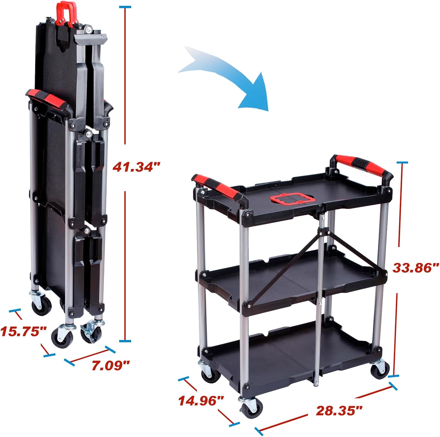 รถเข็นอเนกประสงค์แบบพับได้ 3 ช - Tools Trolley For Workshop บทวิจารณ์และราคา
