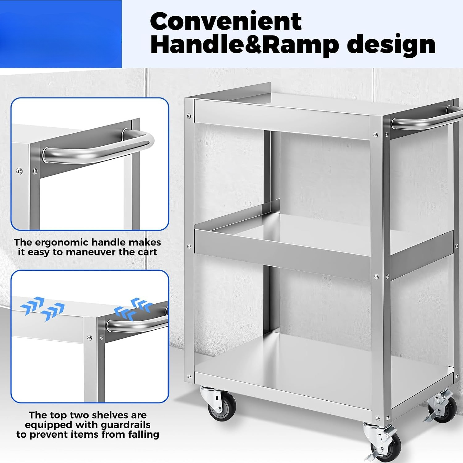 รถเข็นอเนกประสงค์สแตนเลส 3 ชั้ - Tools Trolley For Workshop บทวิจารณ์และราคา